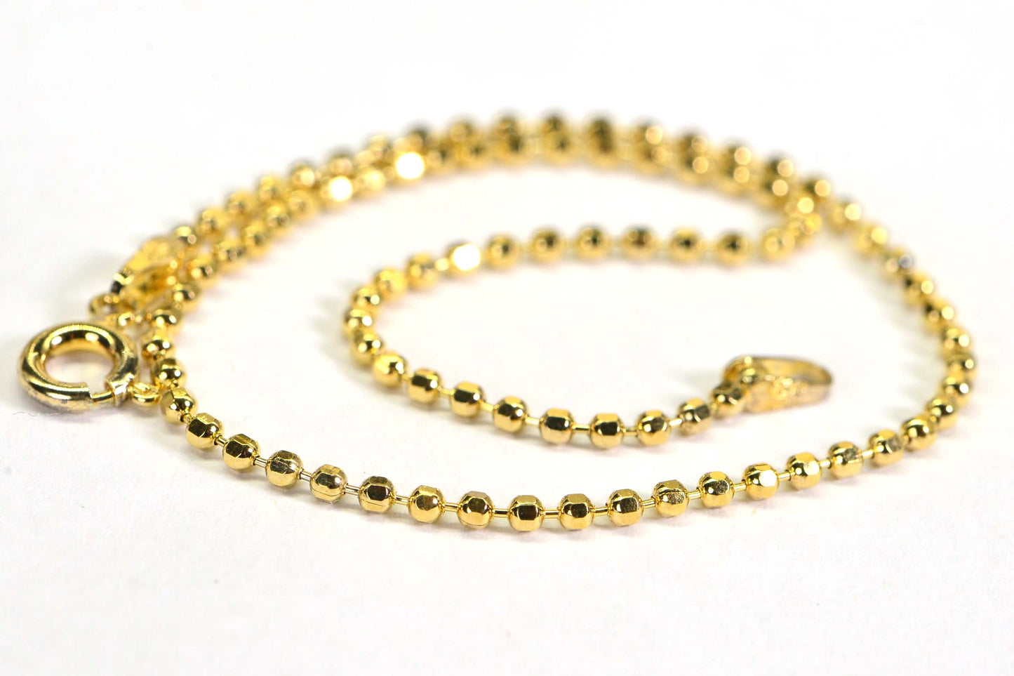 14K beaded chain 2mm round bead ball Anklet