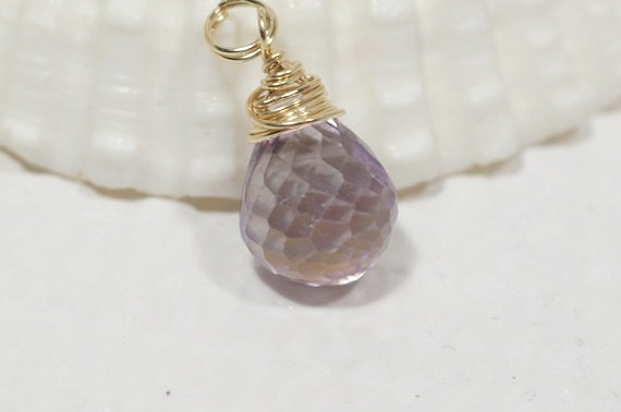 Light Purple Pink Sapphire Wire Wrapped 14K Gold