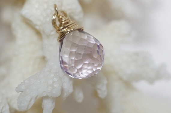 Light Purple Pink Sapphire Wire Wrapped 14K Gold
