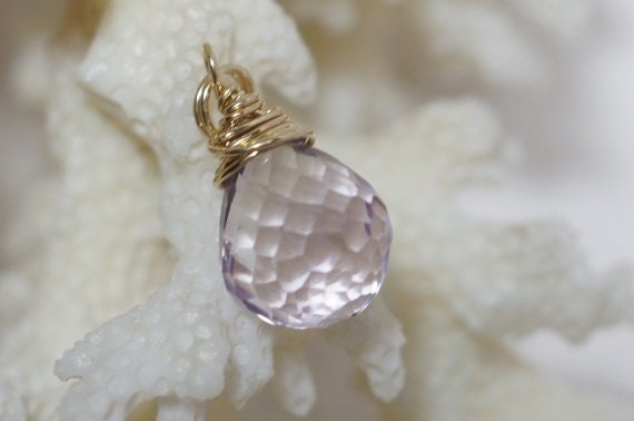 Light Purple Pink Sapphire Wire Wrapped 14K Gold