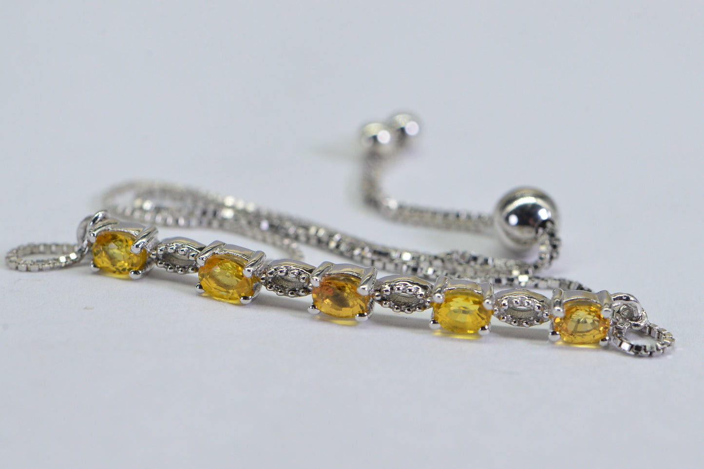 Citrine Bracelet: Sterling Silver Bolo Bracelet, November Birthstone