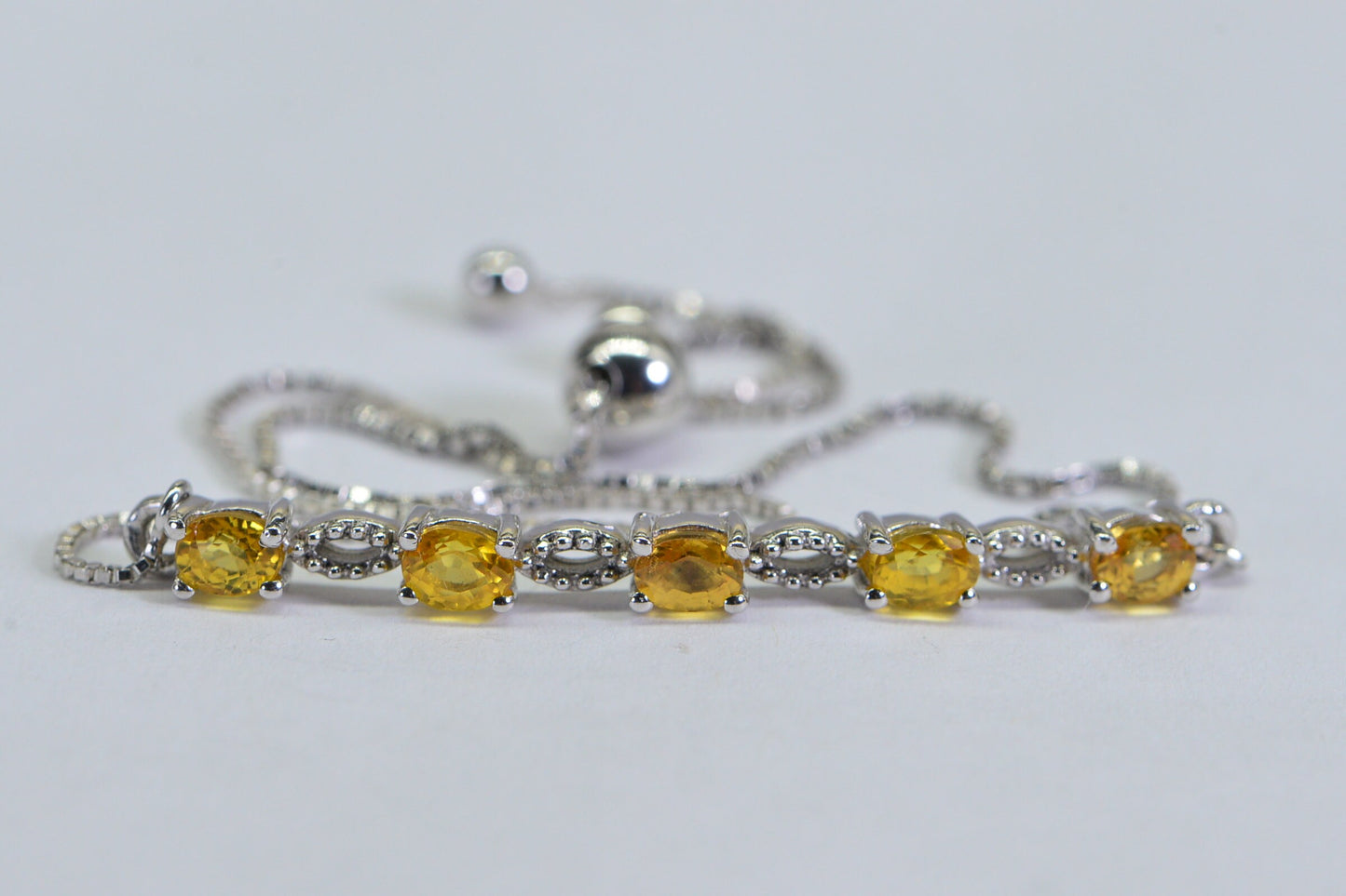Citrine Bracelet: Sterling Silver Bolo Bracelet, November Birthstone