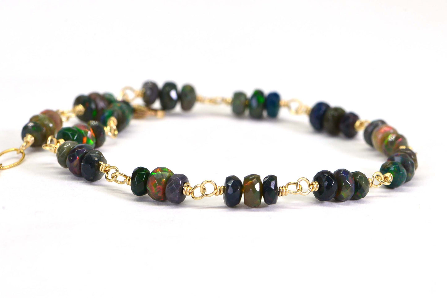 Black Opal Bracelet: 14K Gold Filled Ethiopian Welo Opal Jewelry