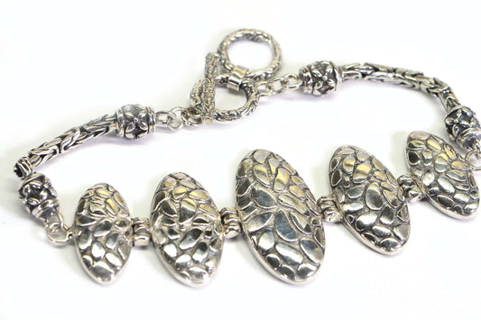 Byzantine Sterling Silver Bracelet: Bali Chain Toggle Clasp