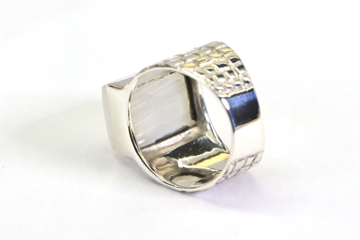 Sterling Silver Rectangle Moonstone Ring - Statement Ring for Men