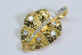 14K Gold Vermeil Diamond Leaf Pendant: Cubic Zirconia Vintage Pendant