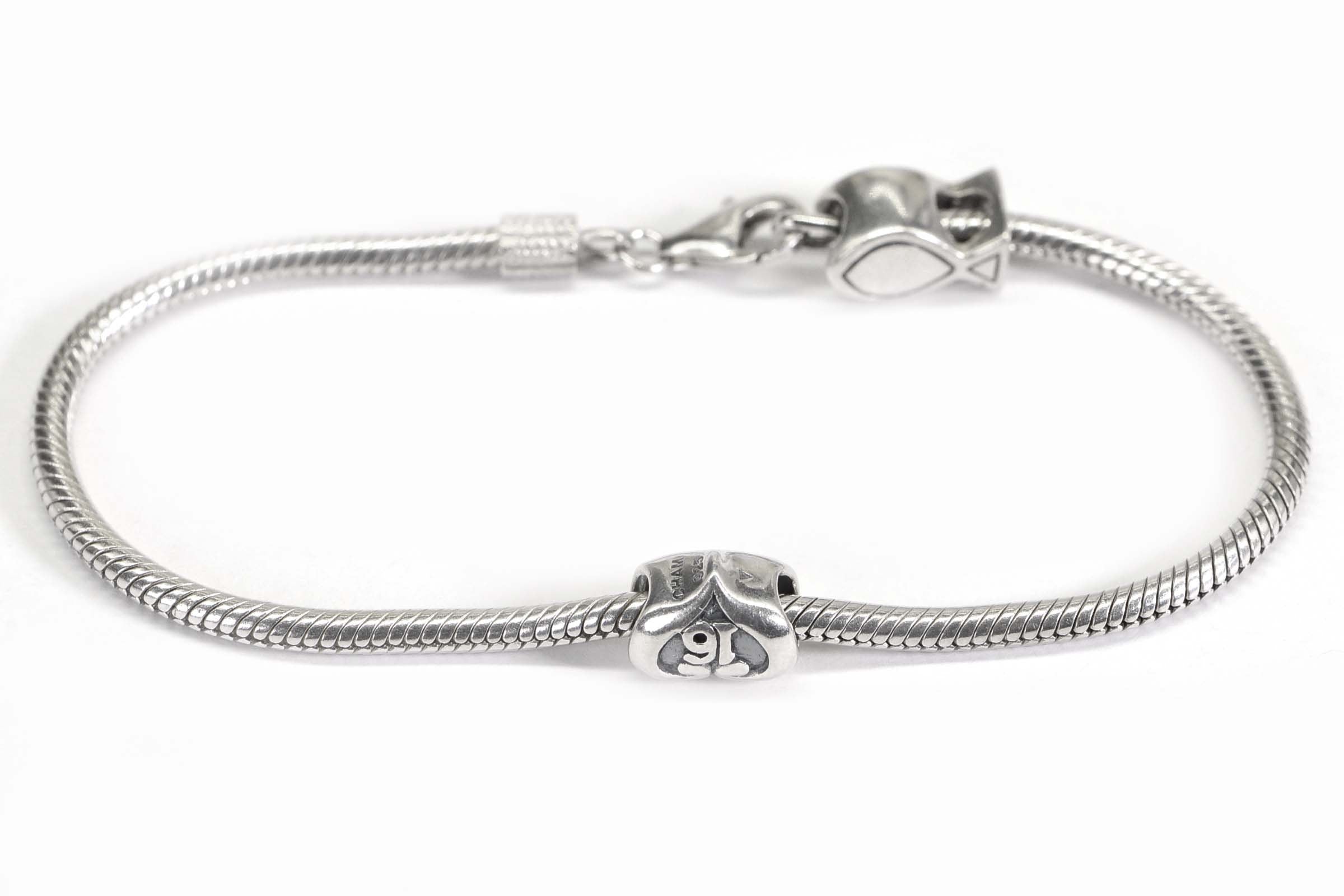 Vintage Chamilia Sterling Silver Snake Chain Charm Bracelet