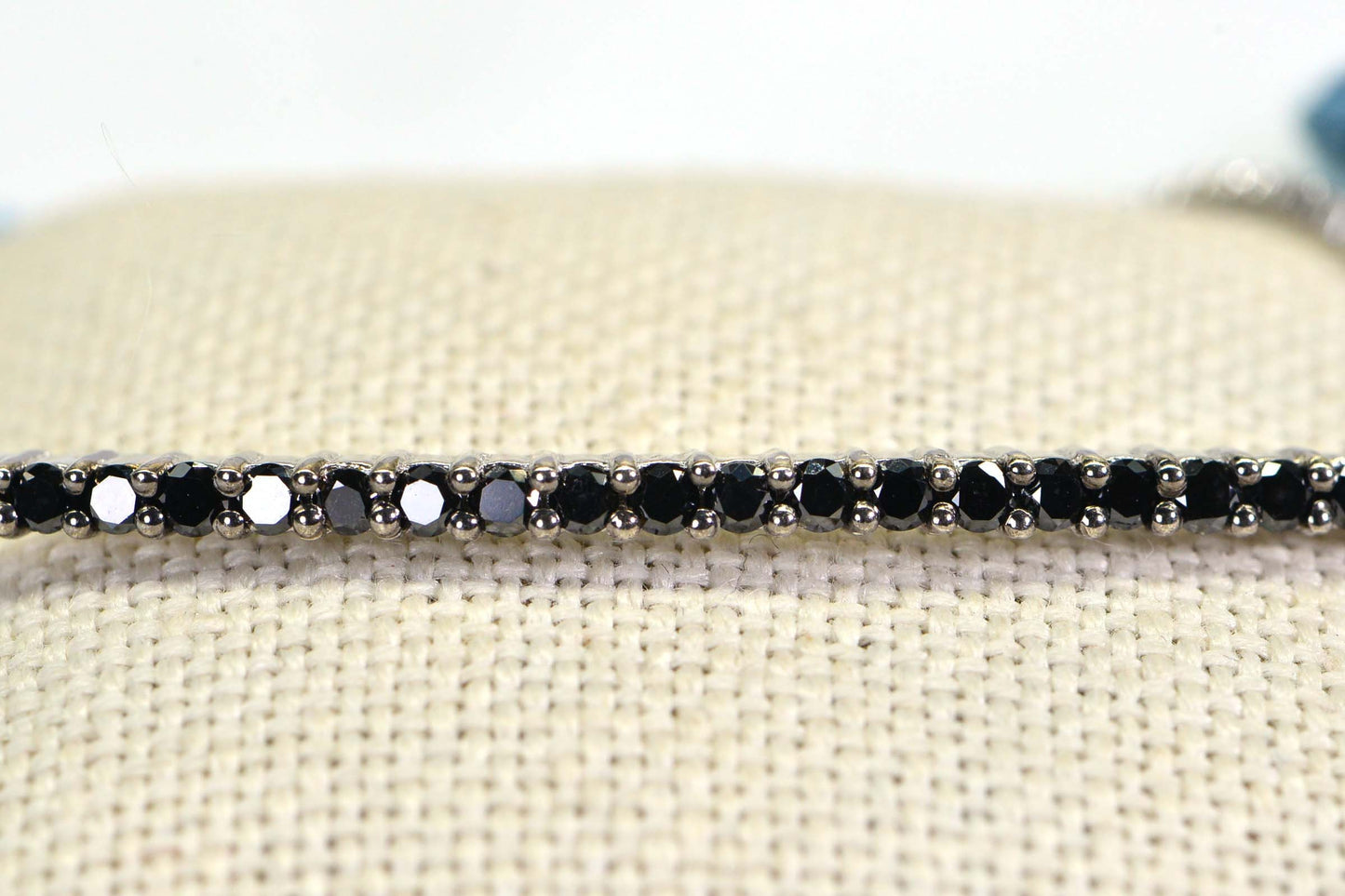 Natural Black Diamond Bolo Bracelet: Rhodium Over Sterling Silver