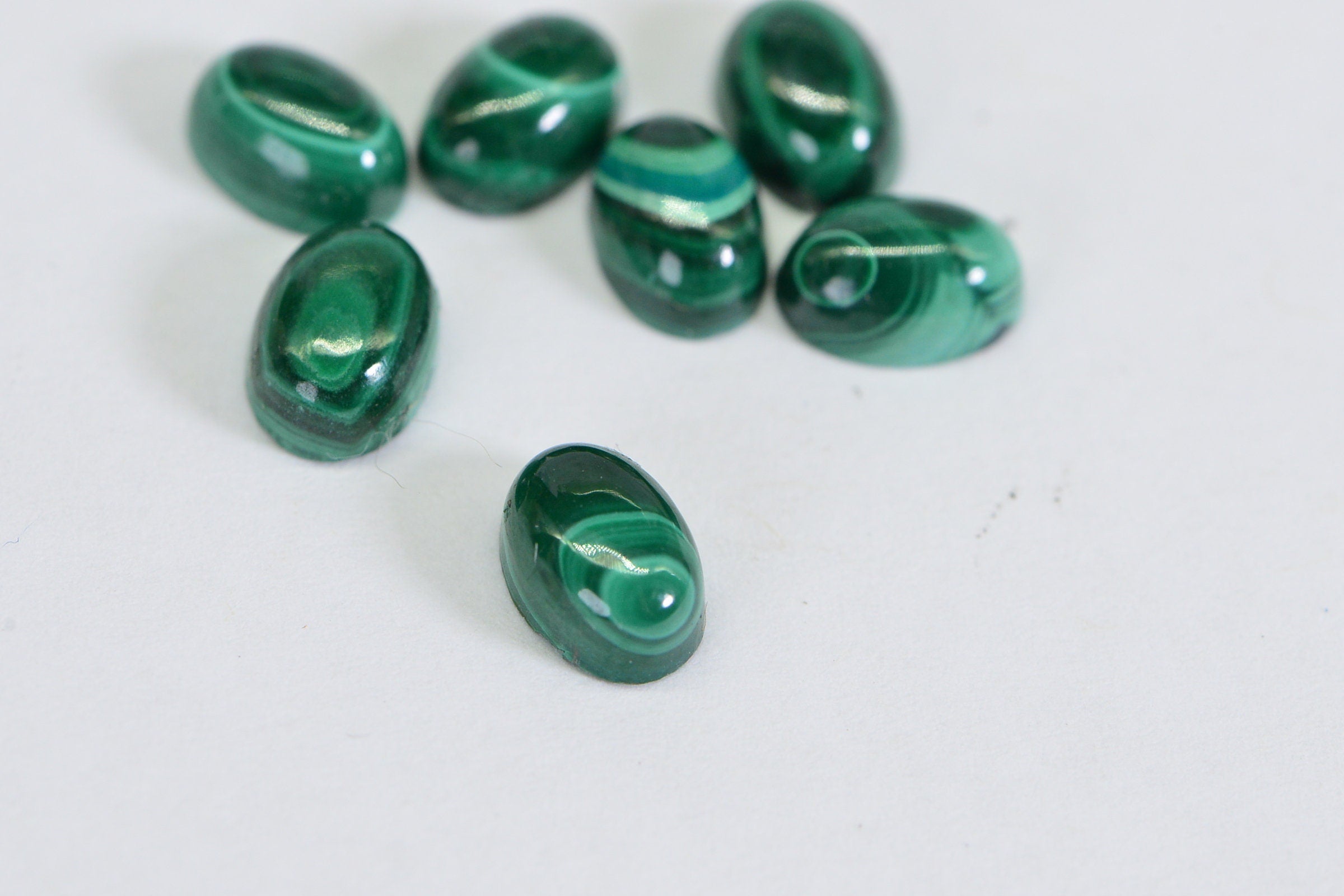 Natural Malachite 7X5mm Hand Cut Natural Gemstone Cabochon Jewelry Making Supplies