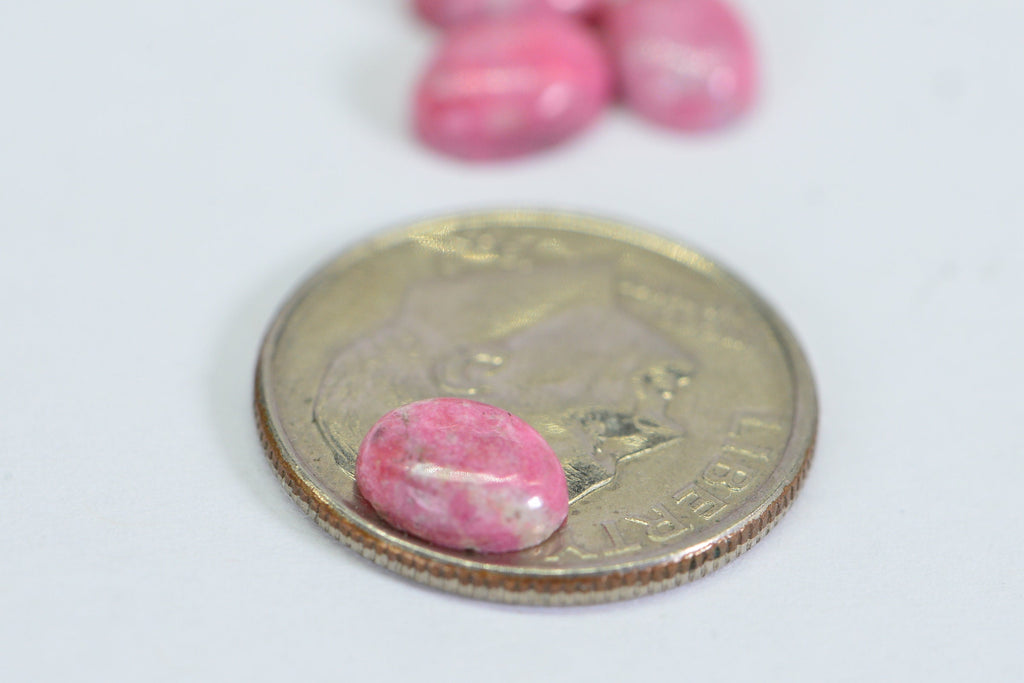 Natural Norwegian Thulite Cabochon: Pink Oval Gemstone (7X5mm)