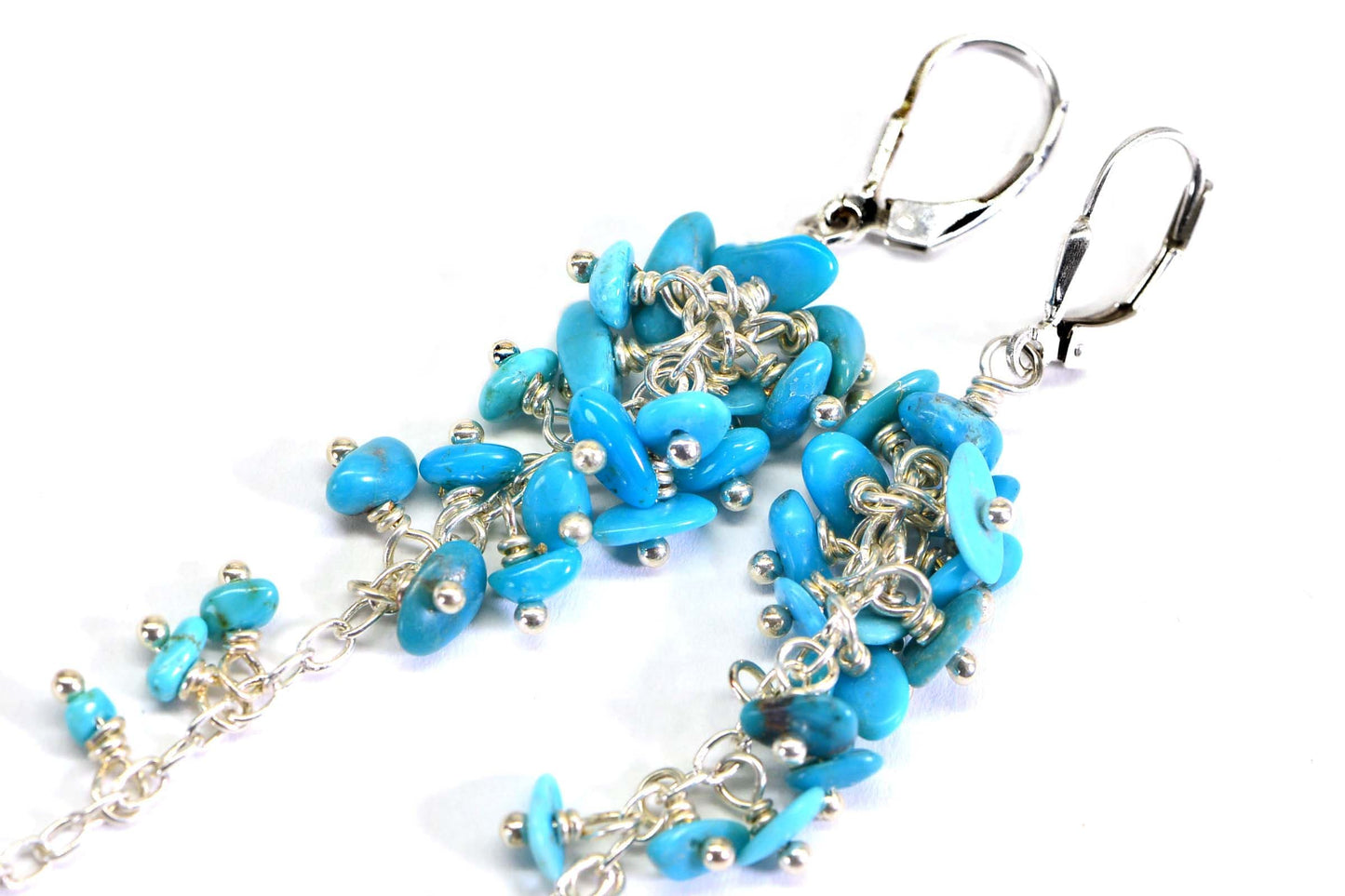 Sleeping Beauty Turquoise Sterling Silver Cascade Earrings