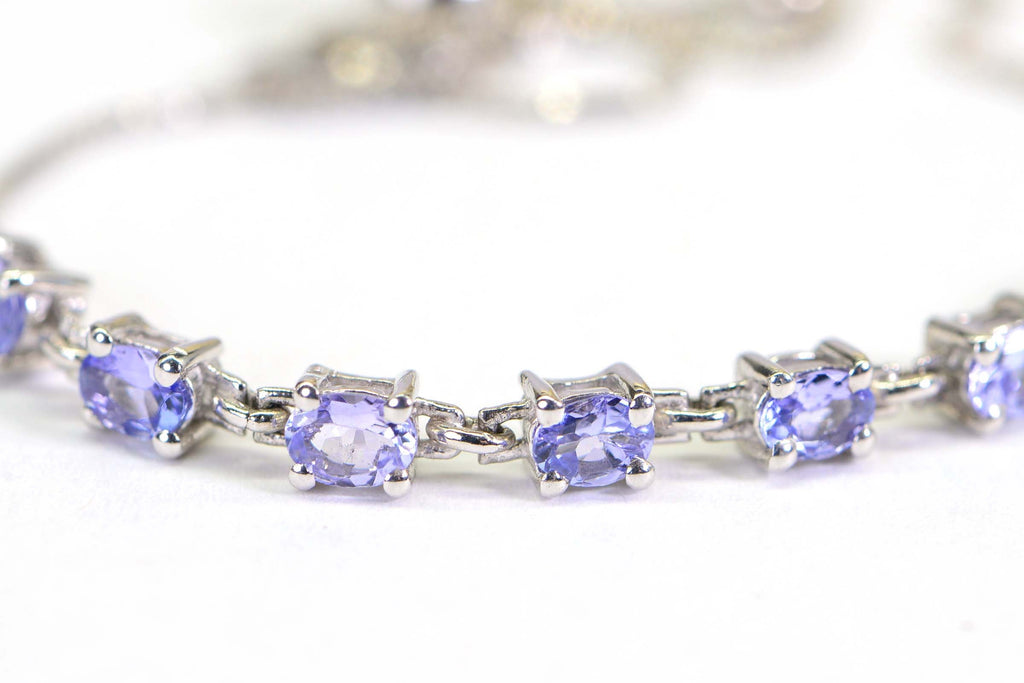 Natural Tanzanite Bracelet: Sterling Silver Bolo Style, December Birthstone