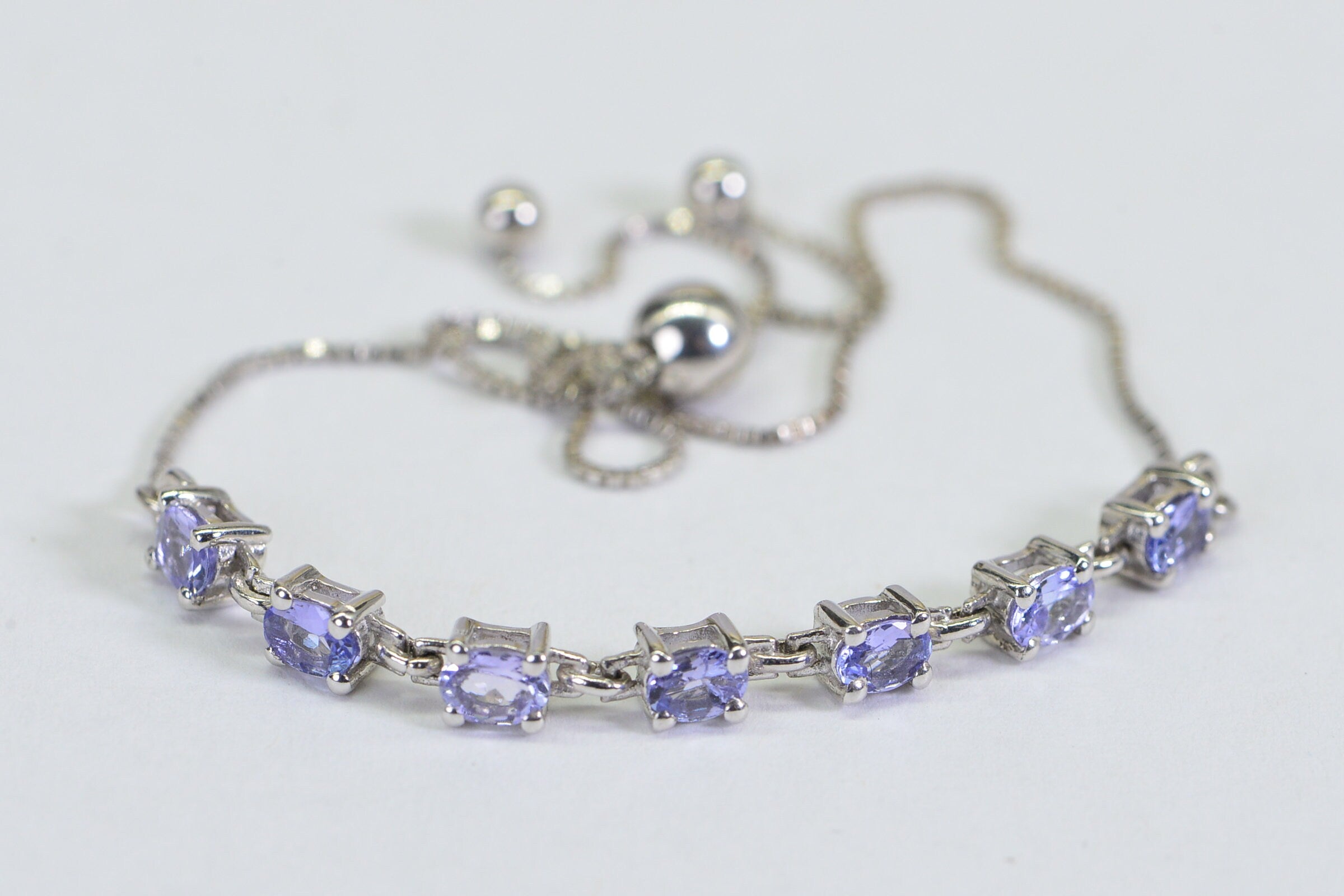 Natural Tanzanite Bracelet: Sterling Silver Bolo Style, December Birthstone