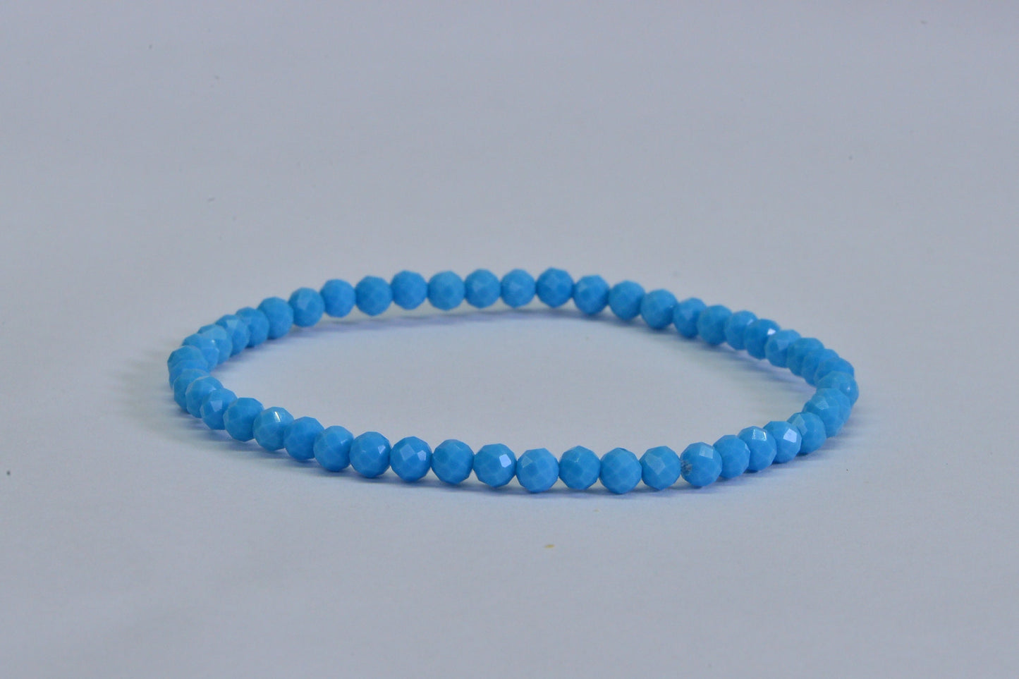 Sleeping Beauty Turquoise Beaded Bracelet: 4mm Faceted Gemstone, Adjustable Boho Anklet