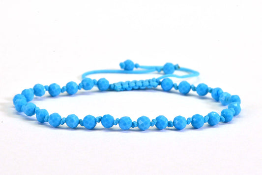 Turquoise Sleeping Beauty Beaded Bracelet: Adjustable Boho Anklet