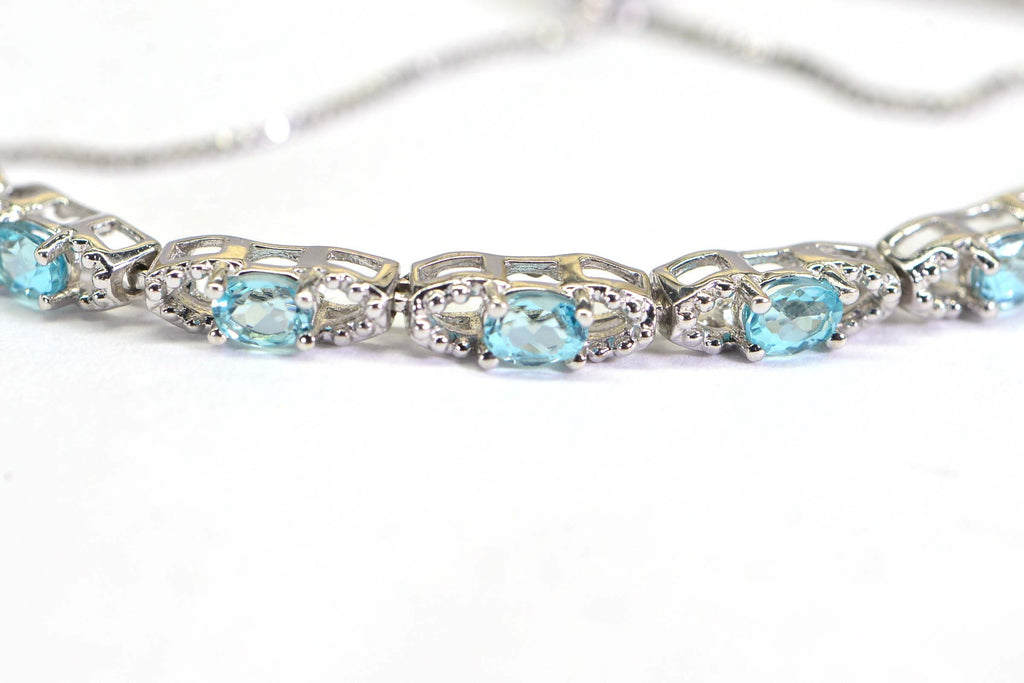 Natural Aquamarine Bolo Bracelet: Adjustable Sterling Silver Gemstone Bracelet