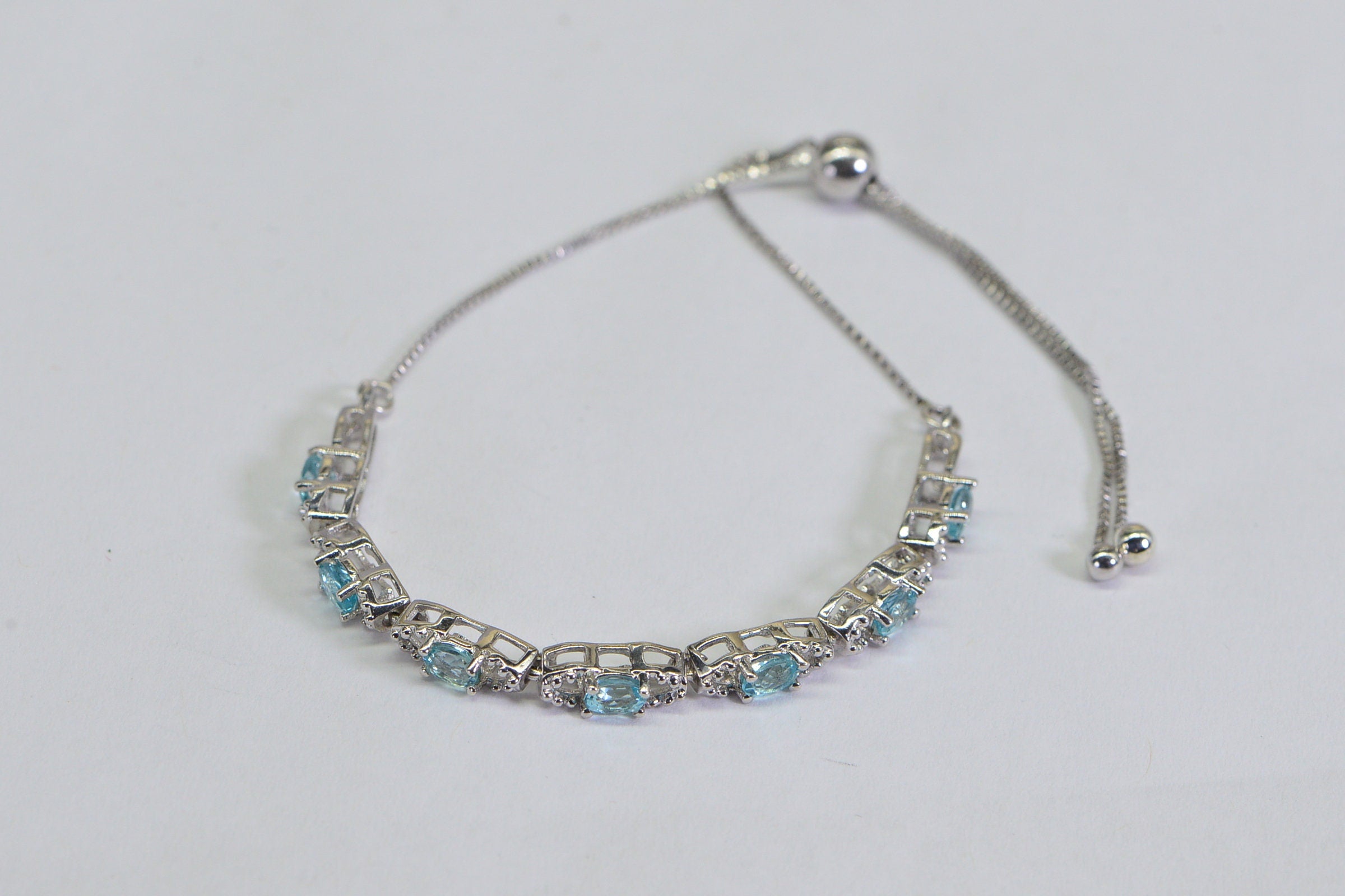 Natural Aquamarine Bolo Bracelet: Adjustable Sterling Silver Gemstone Bracelet
