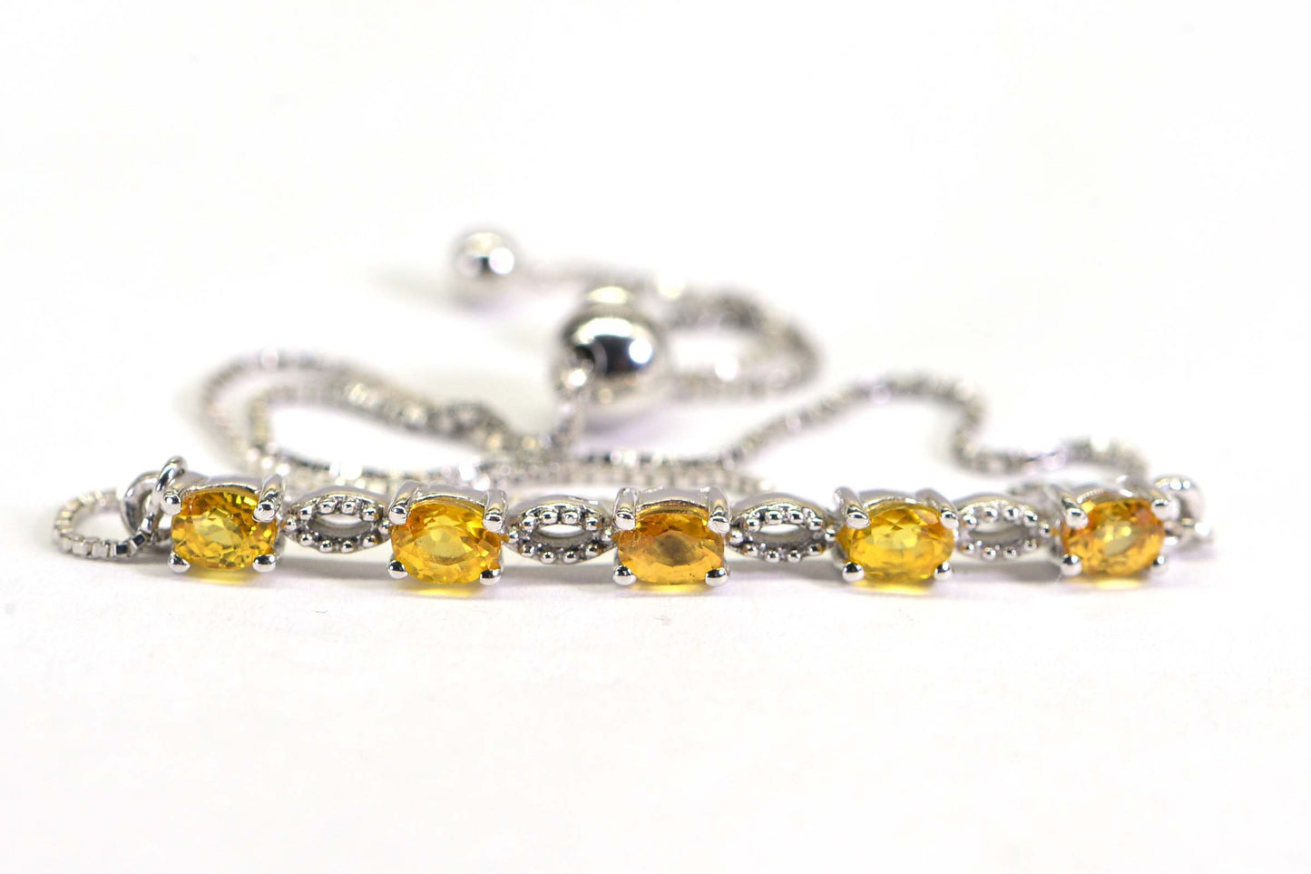 Citrine Bracelet: Sterling Silver Bolo Bracelet, November Birthstone