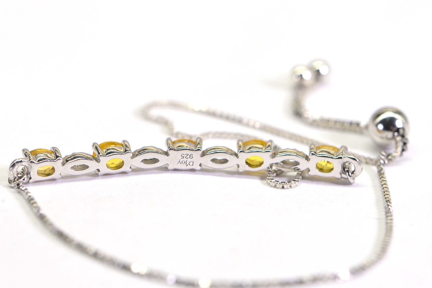 Citrine Bracelet: Sterling Silver Bolo Bracelet, November Birthstone