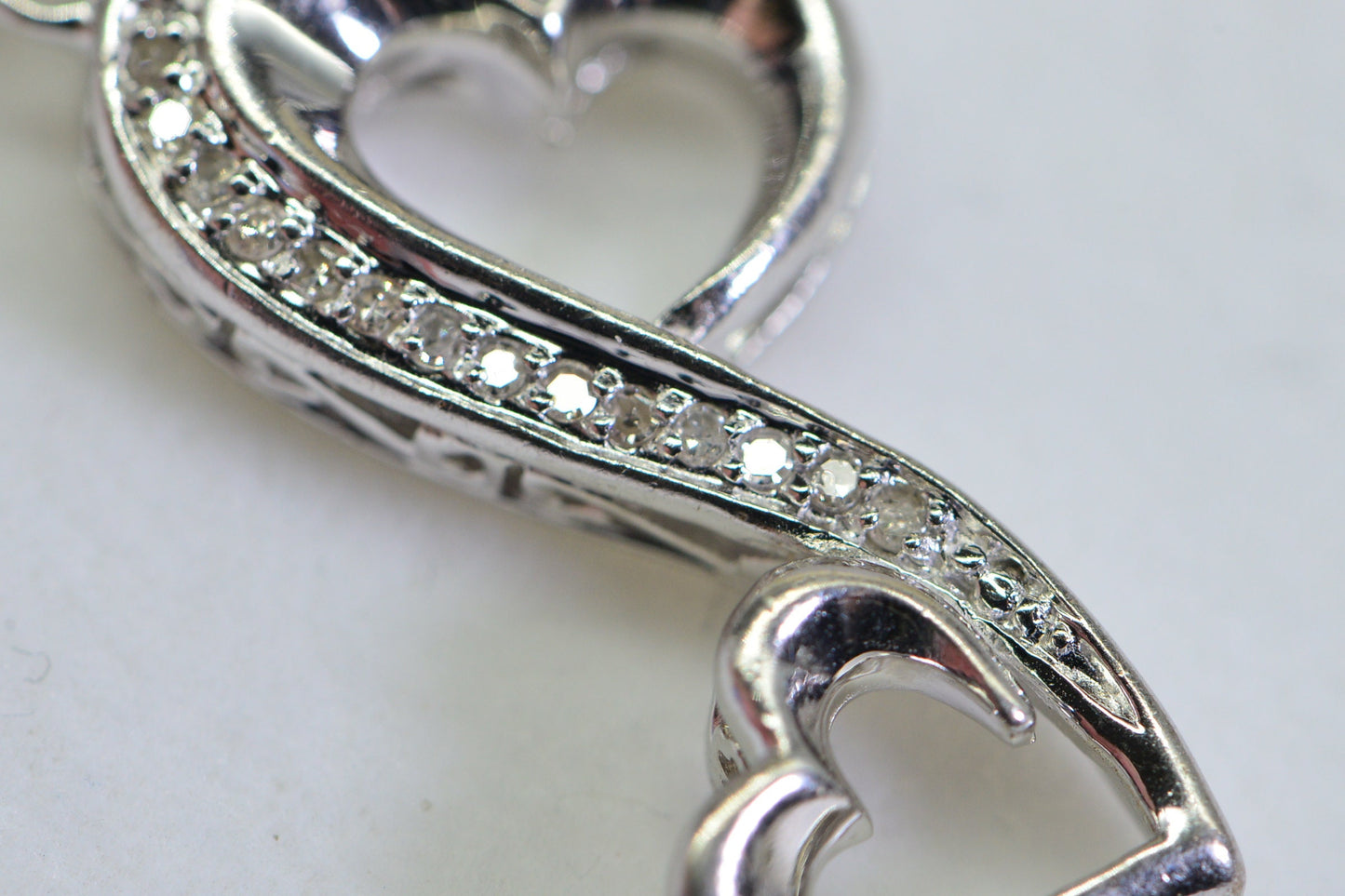 Double Heart Diamond Pendant: Sterling Silver Valentine's Gift