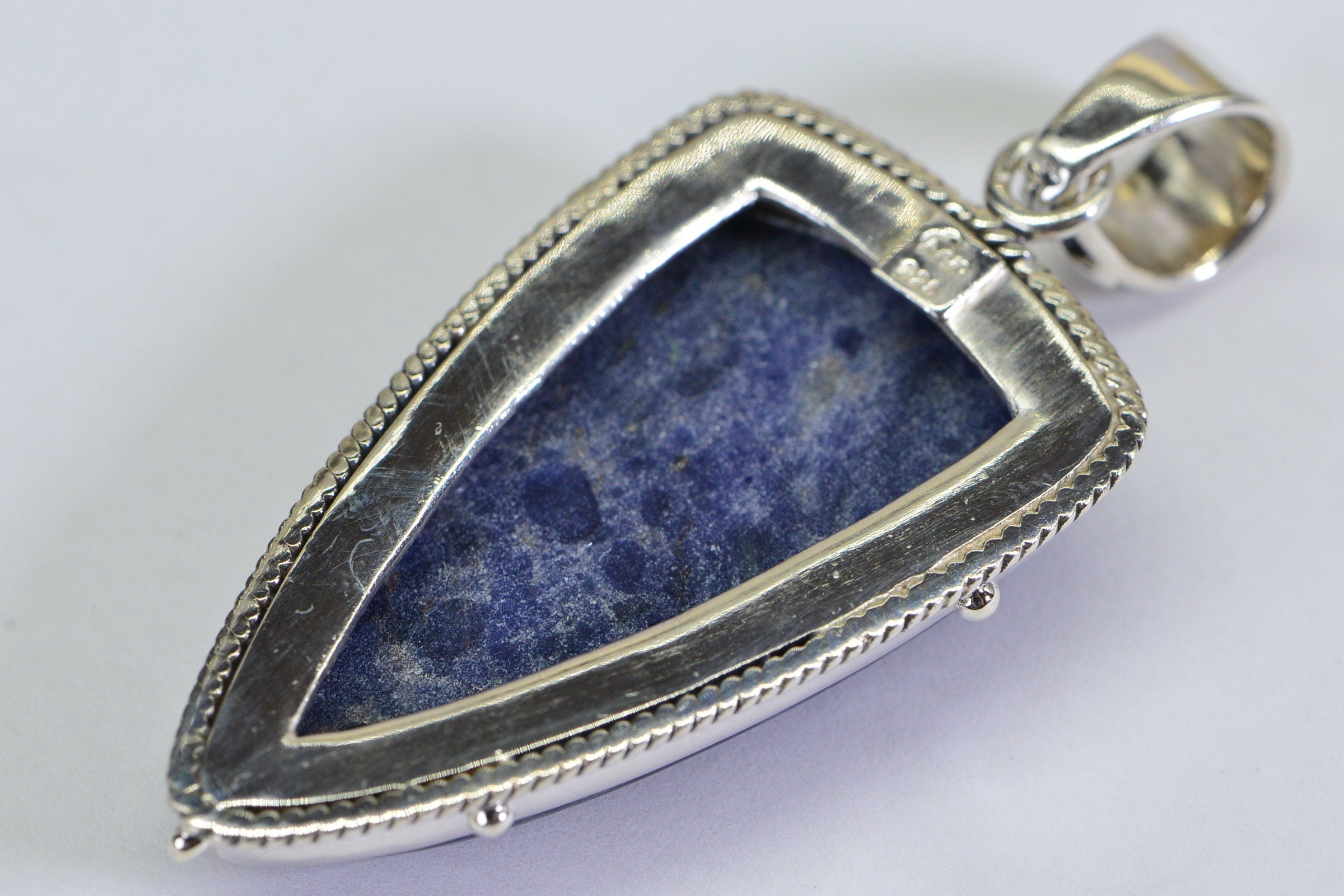 Sterling Silver Sodalite Spear Pendant: Blue Gemstone Amulet