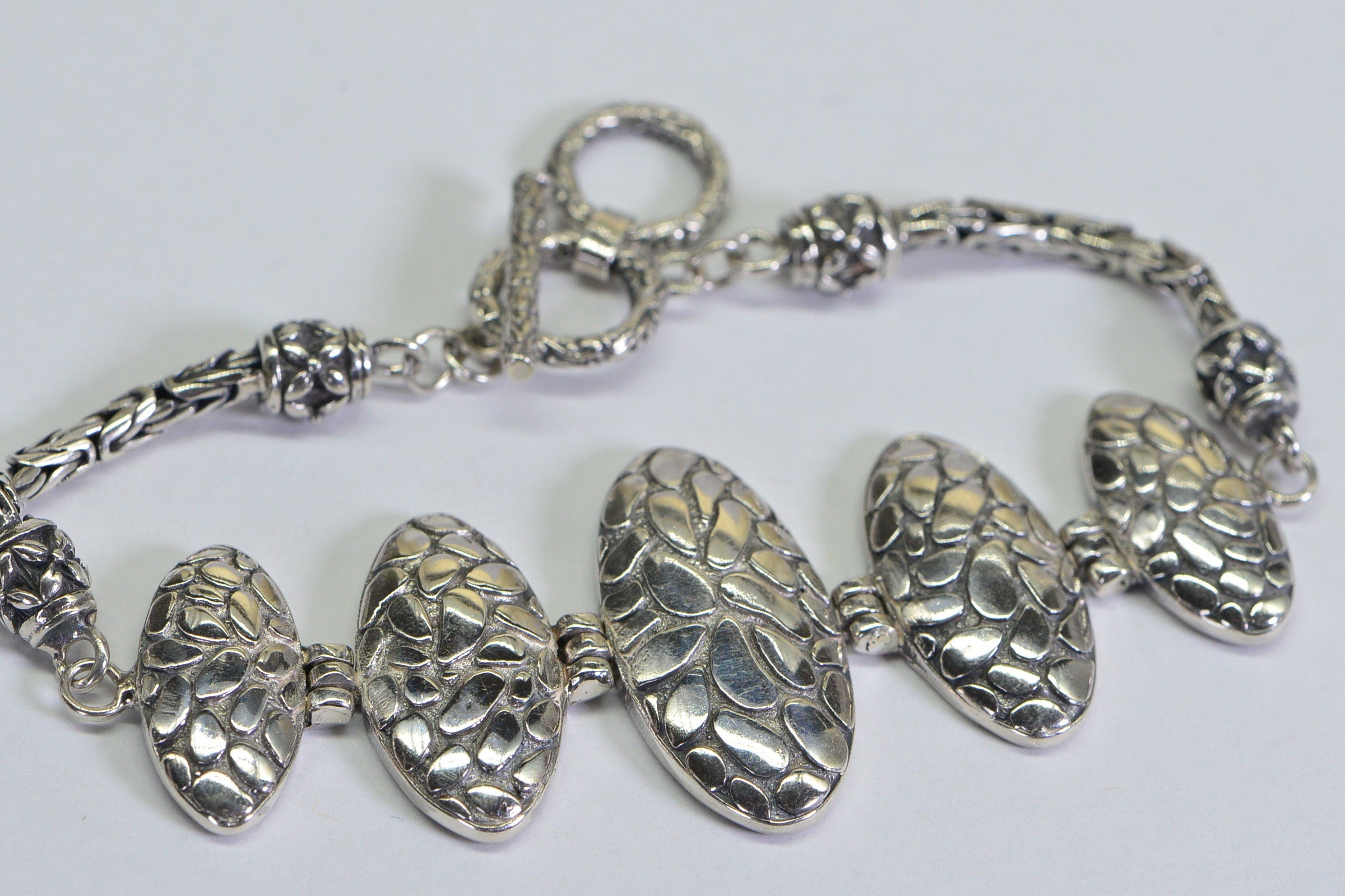 Byzantine Sterling Silver Bracelet: Bali Chain Toggle Clasp