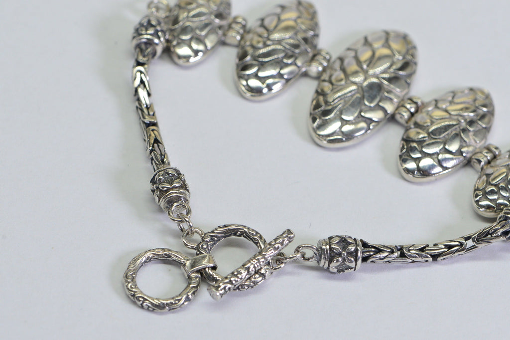 Byzantine Sterling Silver Bracelet: Bali Chain Toggle Clasp