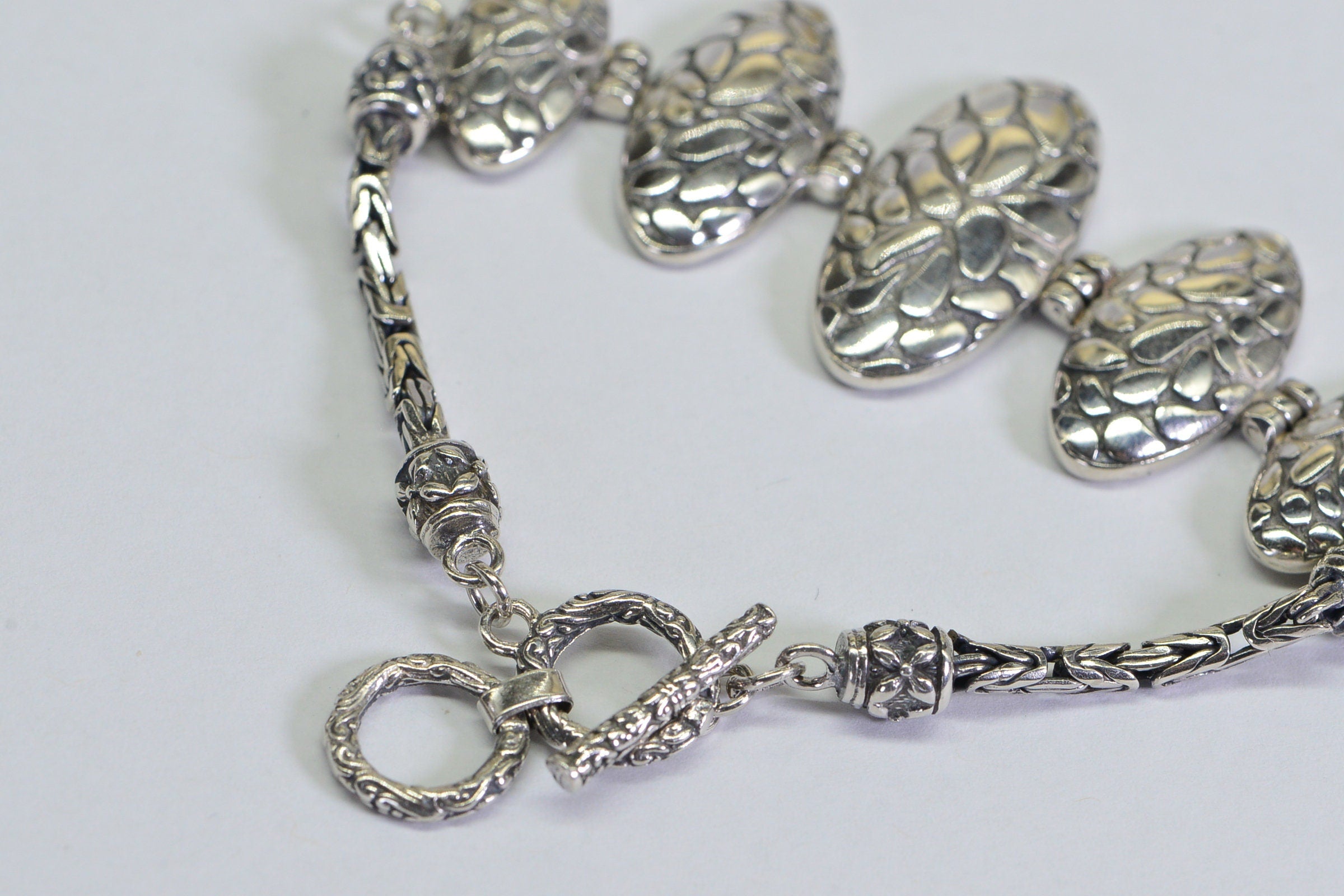 Byzantine Sterling Silver Bracelet: Bali Chain Toggle Clasp