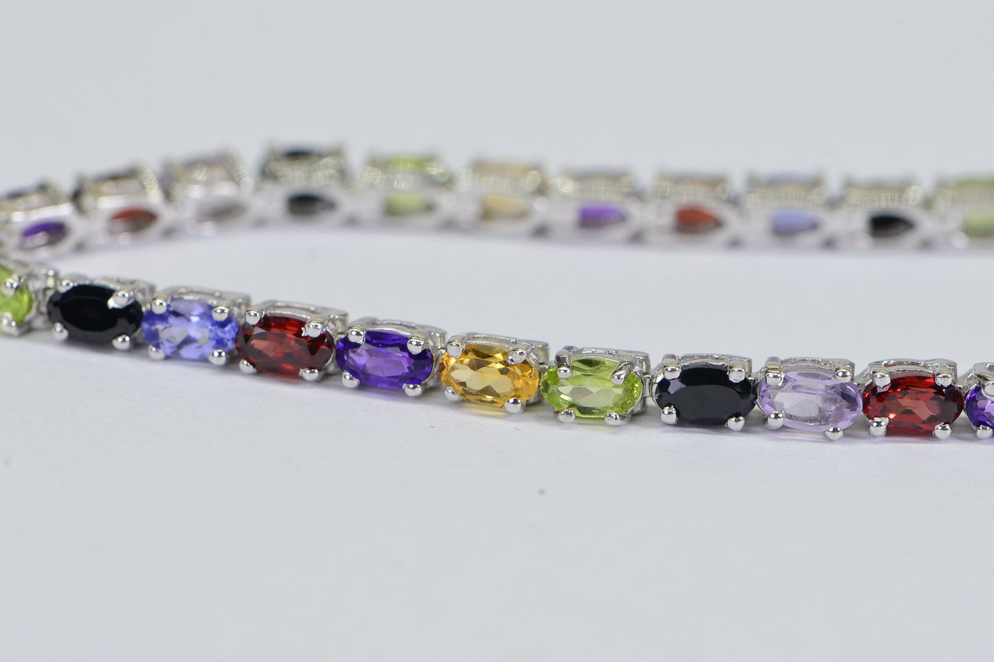 Rainbow Gemstone Tennis Bracelet: Sterling Silver Multi-Stone Bracelet