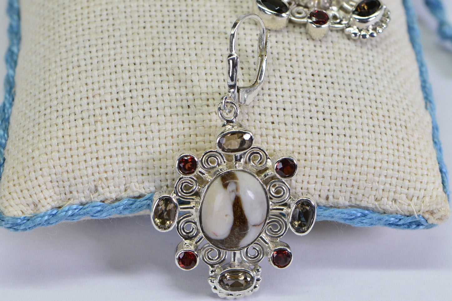 Natural Multi Stone Earrings Bezel Setting Sterling Silver Large Dramatic festival Earrings