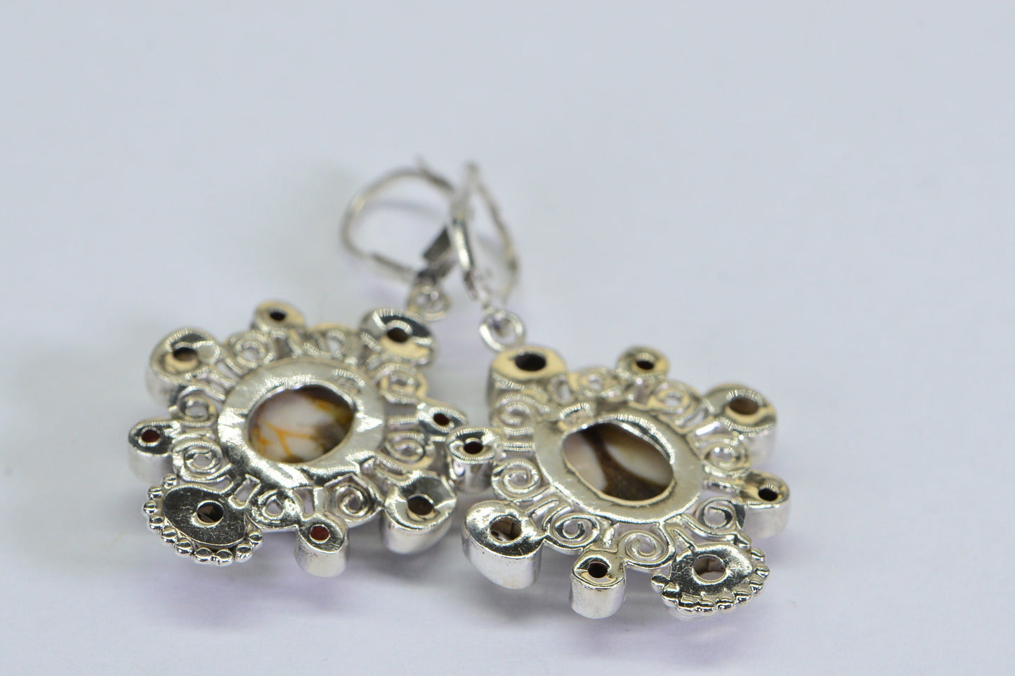 Natural Multi Stone Earrings Bezel Setting Sterling Silver Large Dramatic festival Earrings