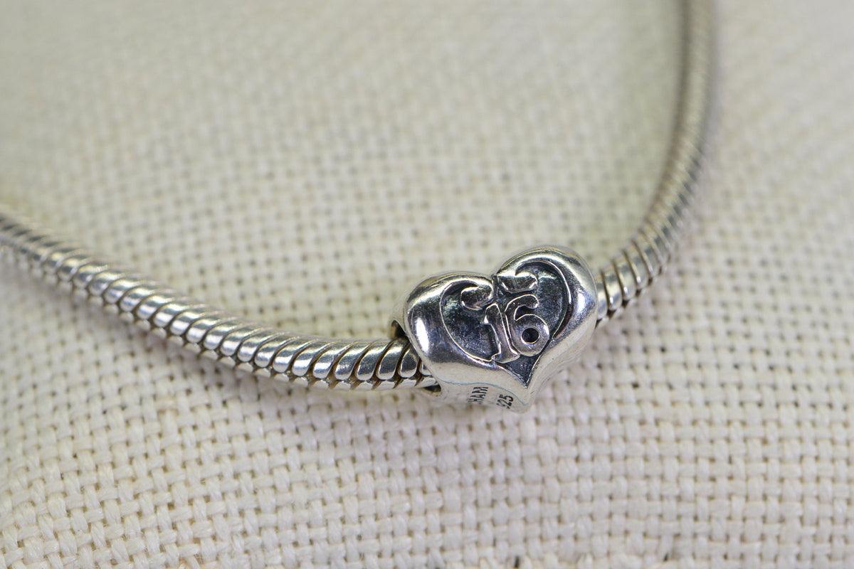 Vintage Chamilia Sterling Silver Snake Chain Charm Bracelet