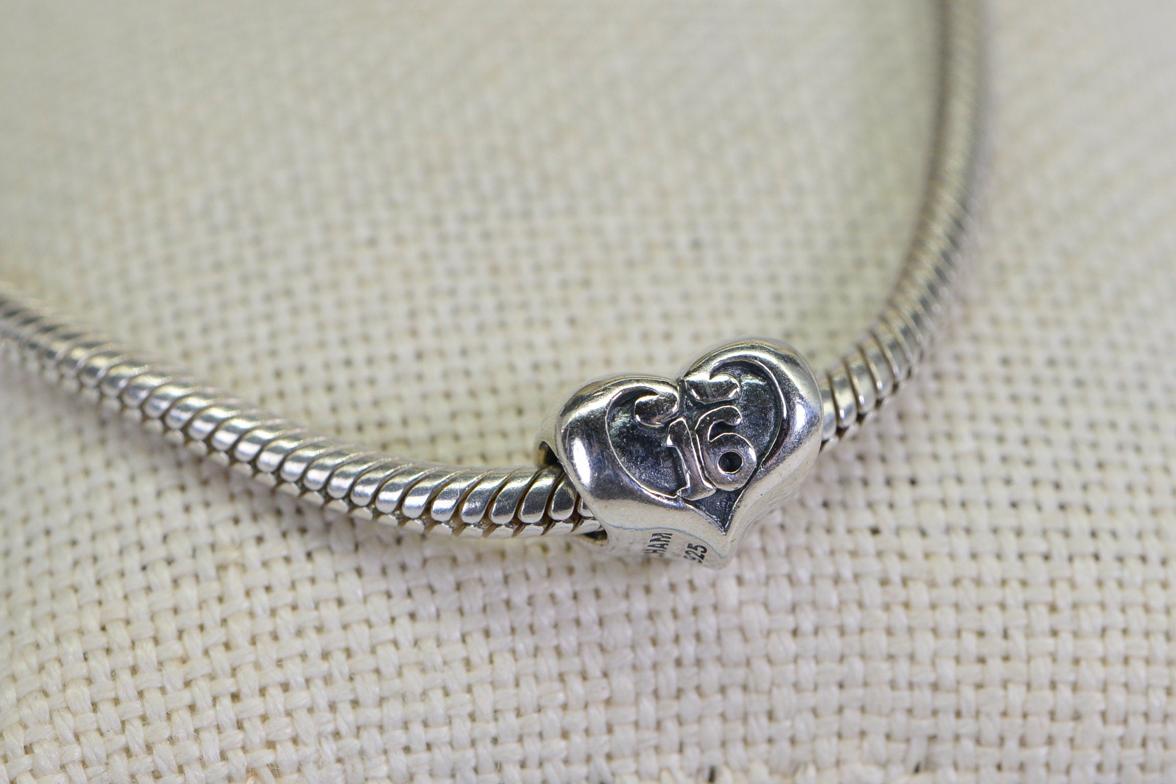Vintage Chamilia Sterling Silver Snake Chain Charm Bracelet