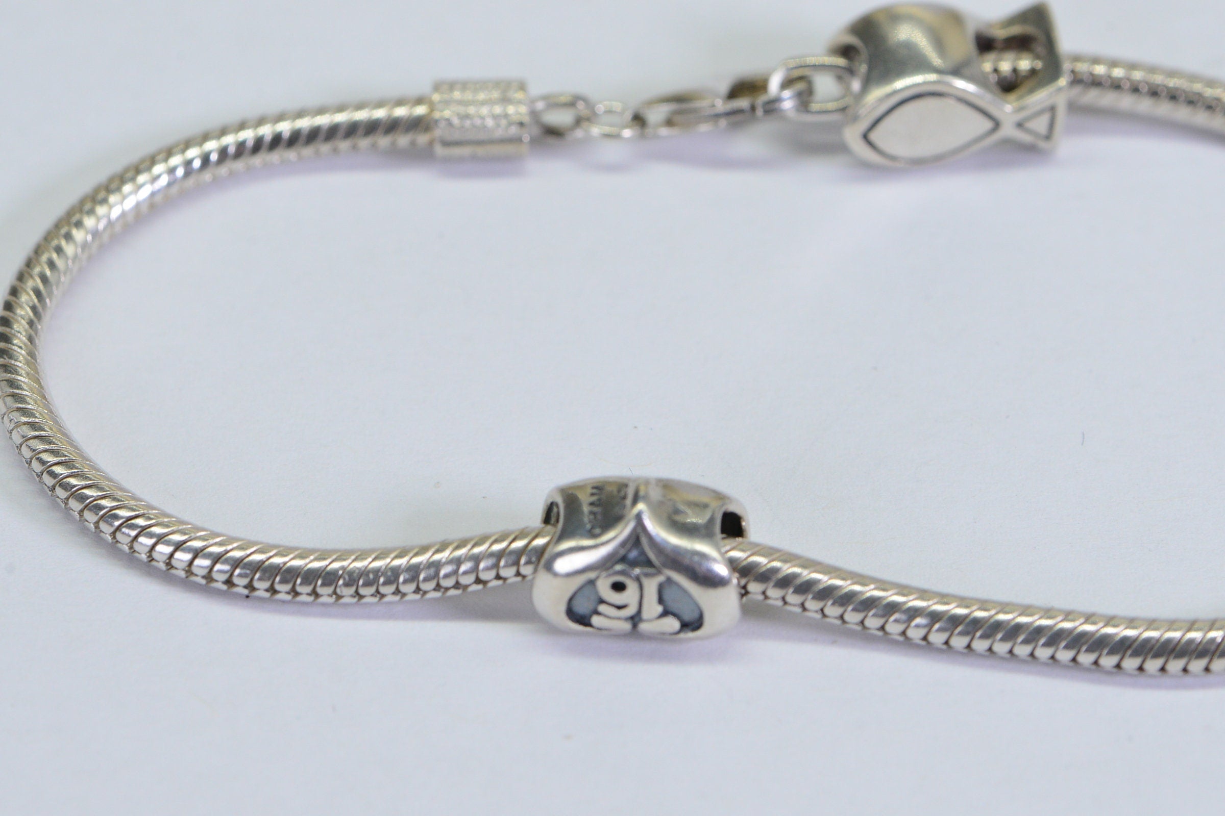 Vintage Chamilia Sterling Silver Snake Chain Charm Bracelet