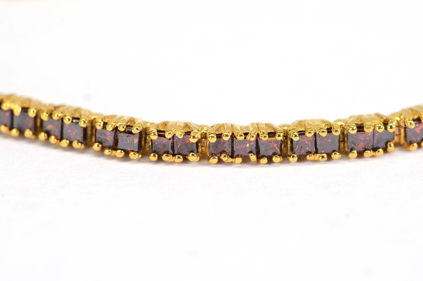 Red Diamond Baguette Bolo Bracelet: 24K Gold Vermeil, Minimalist Tennis Style