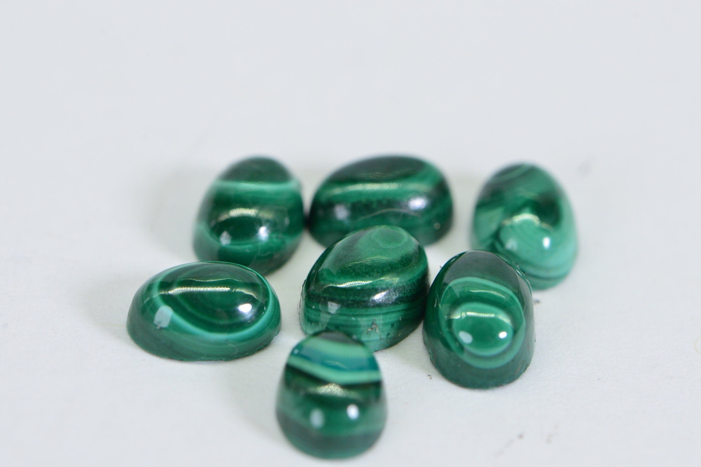 Natural Malachite 7X5mm Hand Cut Natural Gemstone Cabochon Jewelry Making Supplies