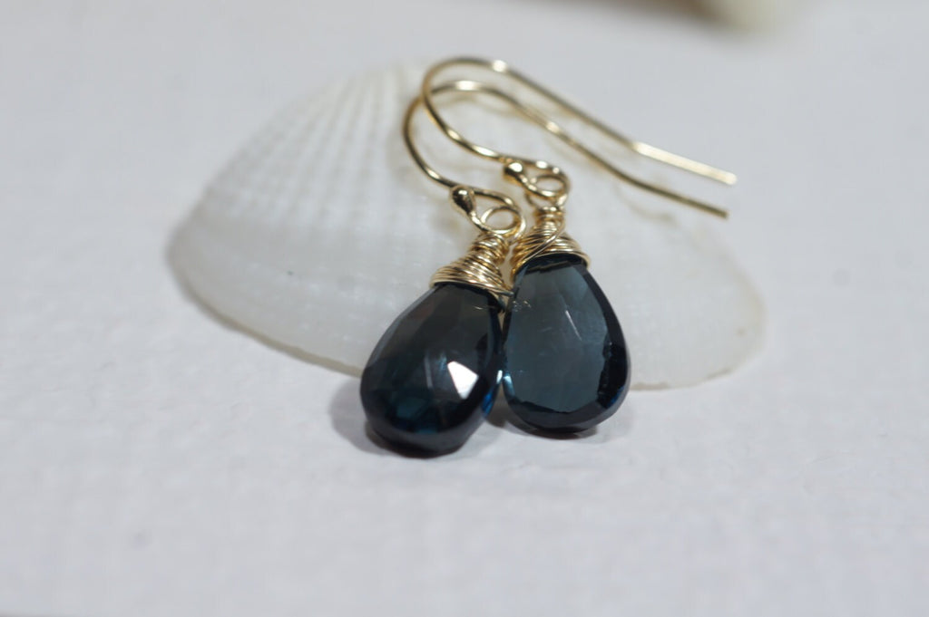 London Blue Topaz Earrings: 14k Gold Filled Gemstone Jewelry
