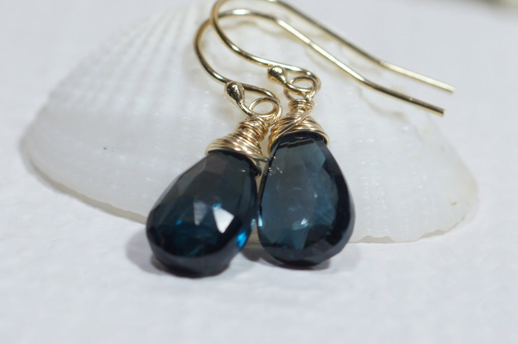 London Blue Topaz Earrings: 14k Gold Filled Gemstone Jewelry