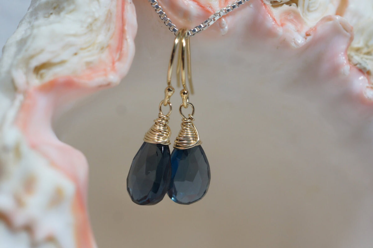 London Blue Topaz Earrings: 14k Gold Filled Gemstone Jewelry