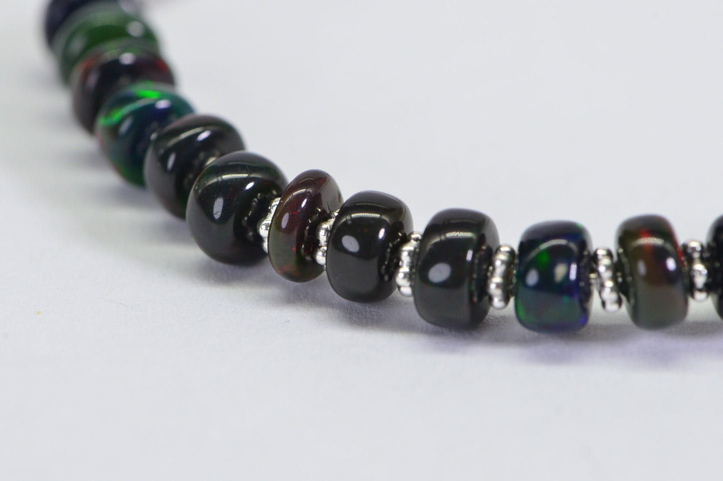 Ethiopian Black Opal Bracelet: Sterling Silver Bolo Beaded Jewelry