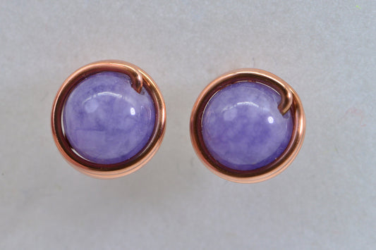 Handmade Tanzanite Quartz Copper Wire Wrapped Stud Earrings