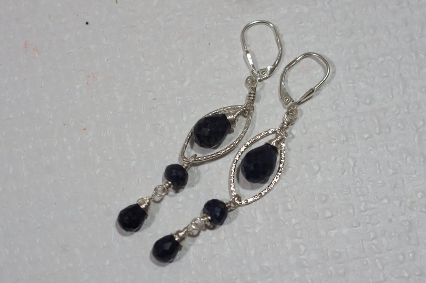 Sapphire Sterling Silver Chandelier Earrings, Birthstone Jewelry