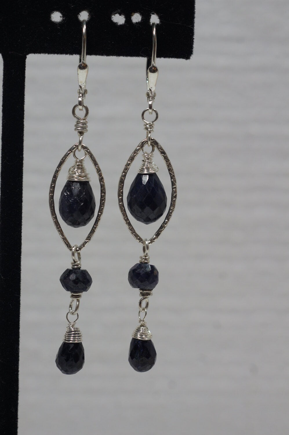 Sapphire Sterling Silver Chandelier Earrings, Birthstone Jewelry