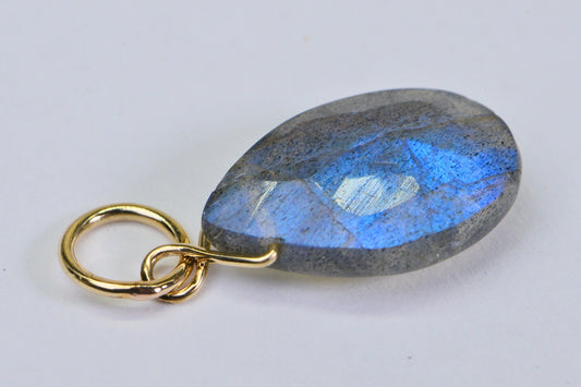 AAA Labradorite Charm, 14K Gold Filled Wire Wrapped Pendant