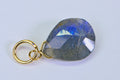 14K Gold Labradorite Pendant: Blue Fire Teardrop Charm