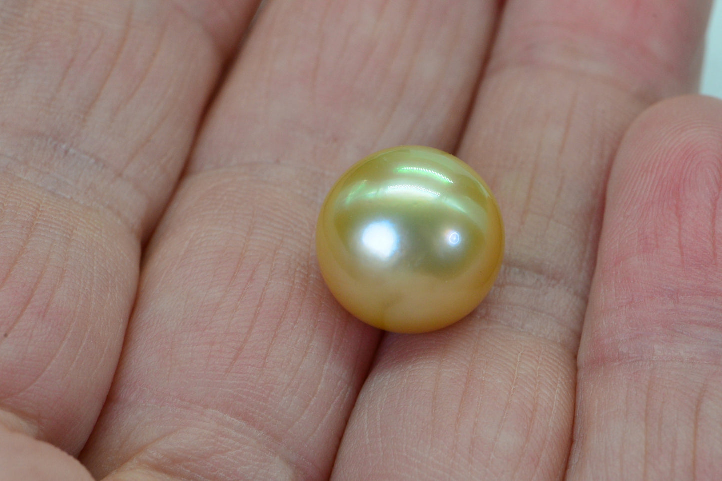 13mm Golden South Sea Pearl Ring: CZ Sterling Silver