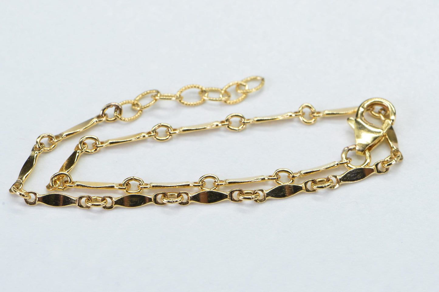 14K Yellow Gold Filled Thin Chain Bracelet: Dainty Layering Bracelet
