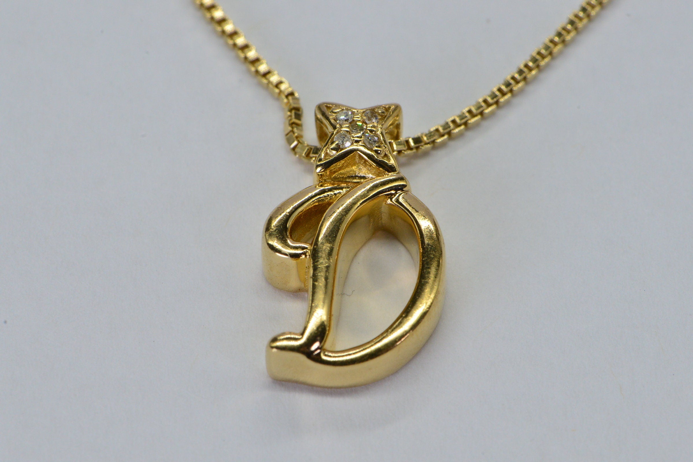 Diamond Letter D Pendant: 14K Gold Vermeil Necklace, April Birthstone