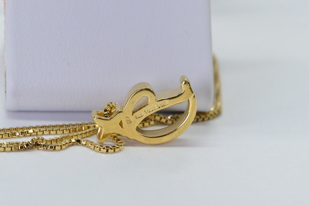 Diamond Letter D Pendant: 14K Gold Vermeil Necklace, April Birthstone