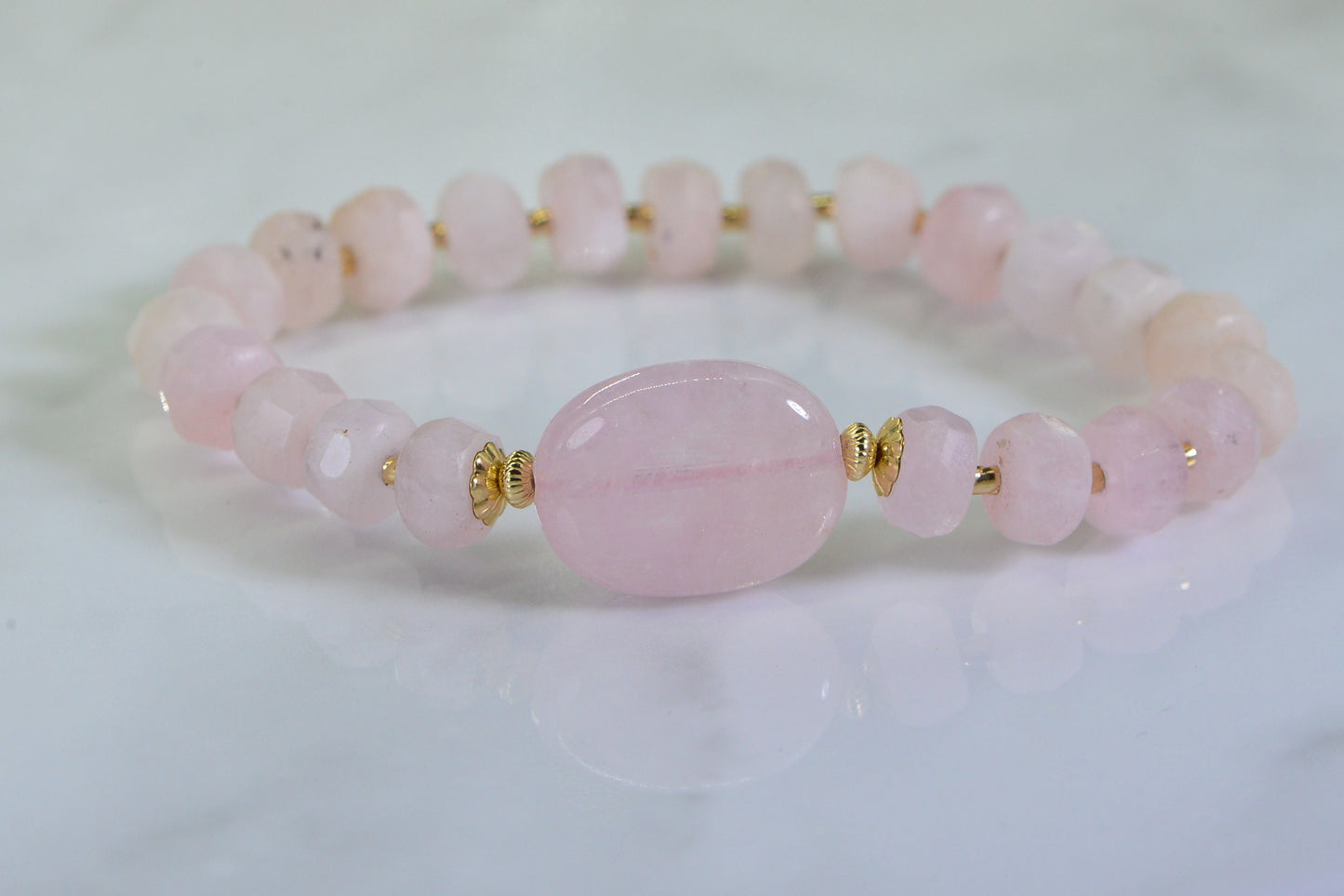 Pink Morganite Bracelet: 14K Gold Filled, Crystal Healing